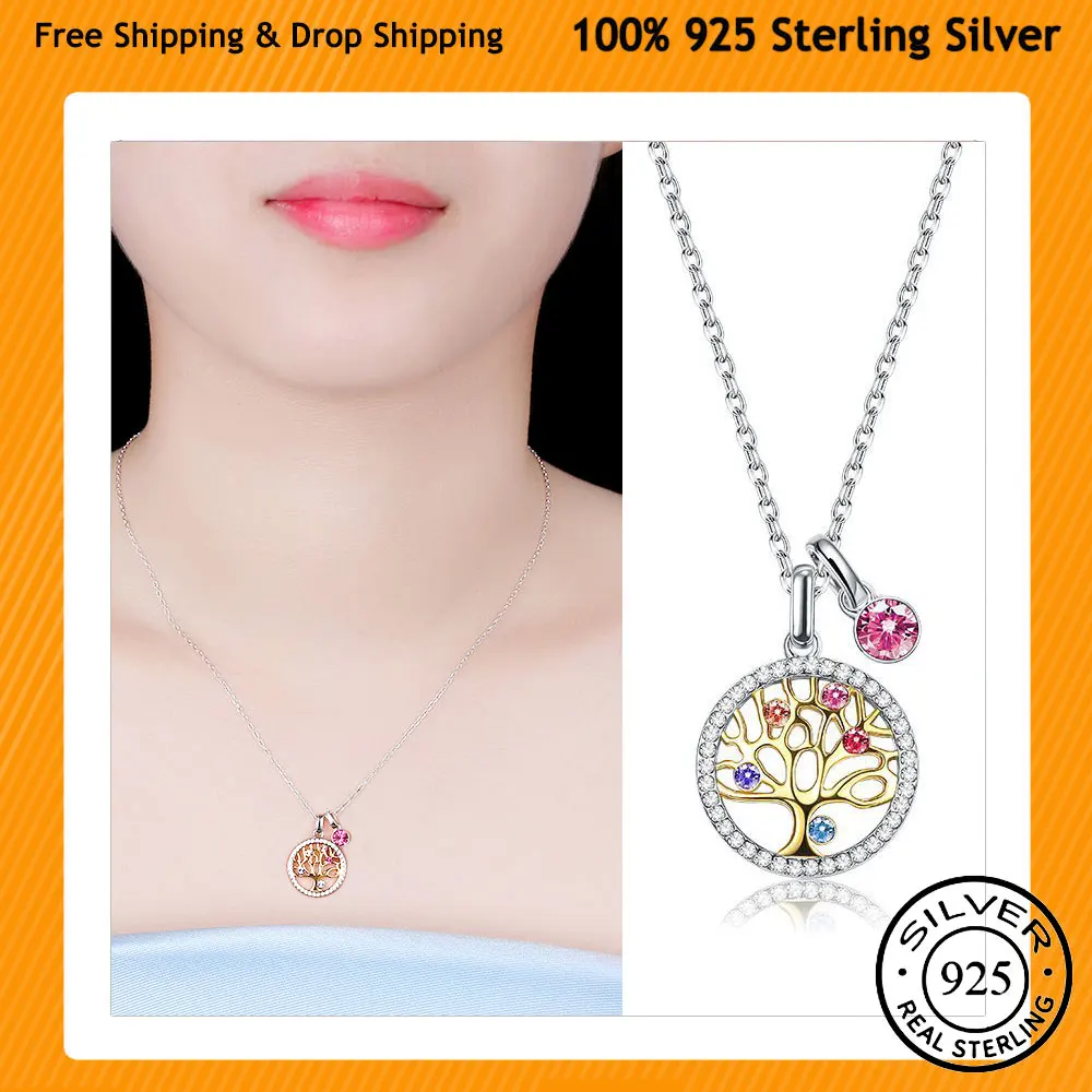 

Tree of Life Necklace Female Sterling Silver Crystal Pendant S925 Bead Clavicle Chain Tree of Life Necklace Female Pure Silver