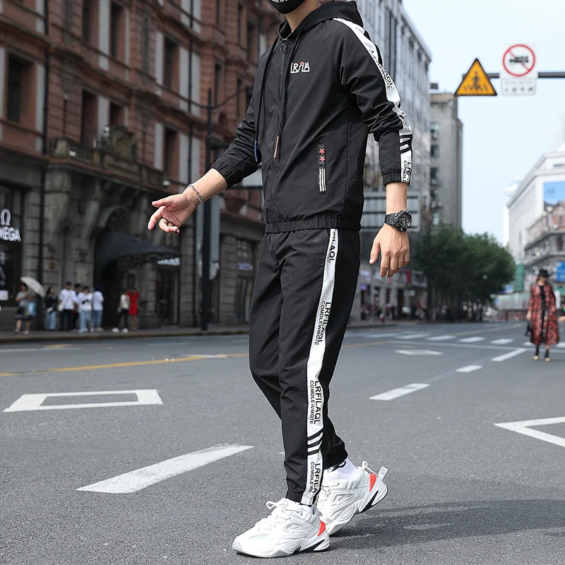Sporting Suit Fashion Men Sets Sweatshirt Sweatpants Hooded Mens Clothing 2 Pieces Sets Slim Tracksuit Sweat Pants Casual Jacket