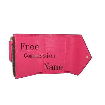 

100% genuine leather high quality wallet name customized female wallet fashion short leather card holder classic female wallet b
