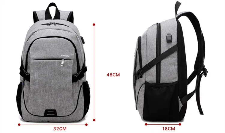 Fashionable Casual Men's Backpack Student School Bag Multifunction USB Charging Backbags Notebook Computer Travel Backpacks