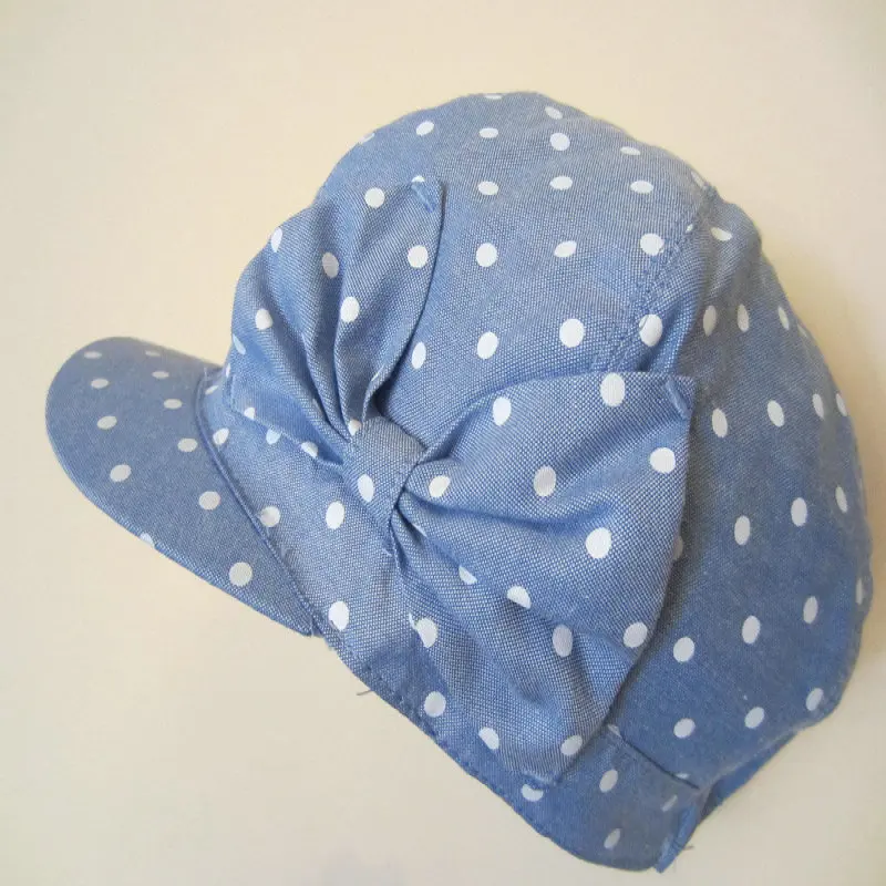 Light Blue Cowboy Polka Dot Bow Girl Star Cap Child Peaked Cap Child Visor