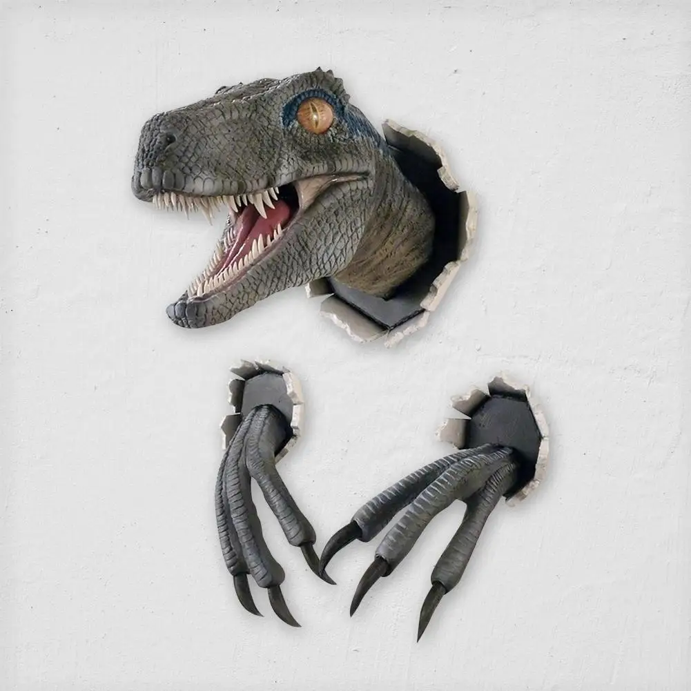 1 Set Cartoon Funny Imitation Delicate Dinosaur Wall Statue Figurine Emulsion Decorative Props | Дом и сад
