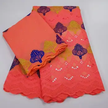 

Latest Nigerian Peach Cotton Dry Lace Fabrics 5+2 Yards African Rhinestones Embroidery Indian Women Wedding Party Fashion Laces