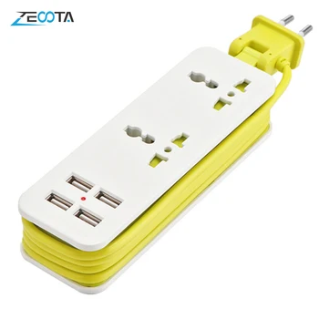 

Portable1/2 Outlet Travel Power Strip Adapter Surge Protector 4 Smart USB Ports Desktop Wall Charger Station 5ft Extension Cord