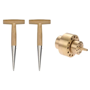 

1 Pcs 2-Layer Column Water Fountain Nozzle Sprinkler Spray Head & 2 Pcs Hole Puncher Fertilization Tool Gardening