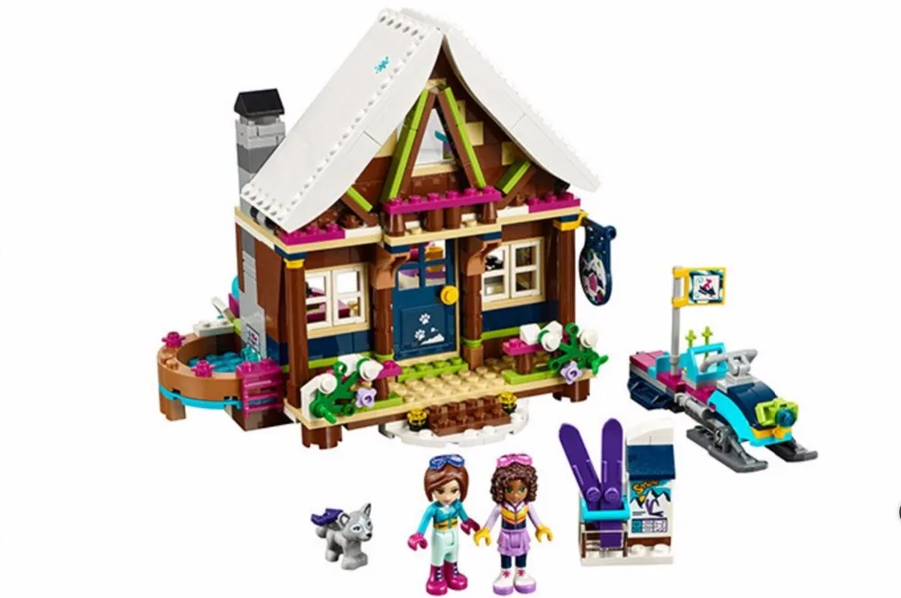

New 408Pcs Friend 10731 Snow Resort Chalet Model Building Kit Blocks Bricks Girl Toys For Children Gift Compatible legoing 41323