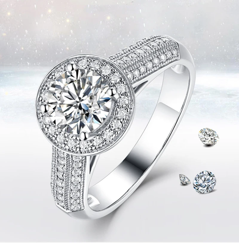 14K Золотое кольцо 1ct D Цвет VVS Moissanite кольцо обручальное кольцо с национальным сертификатом D10