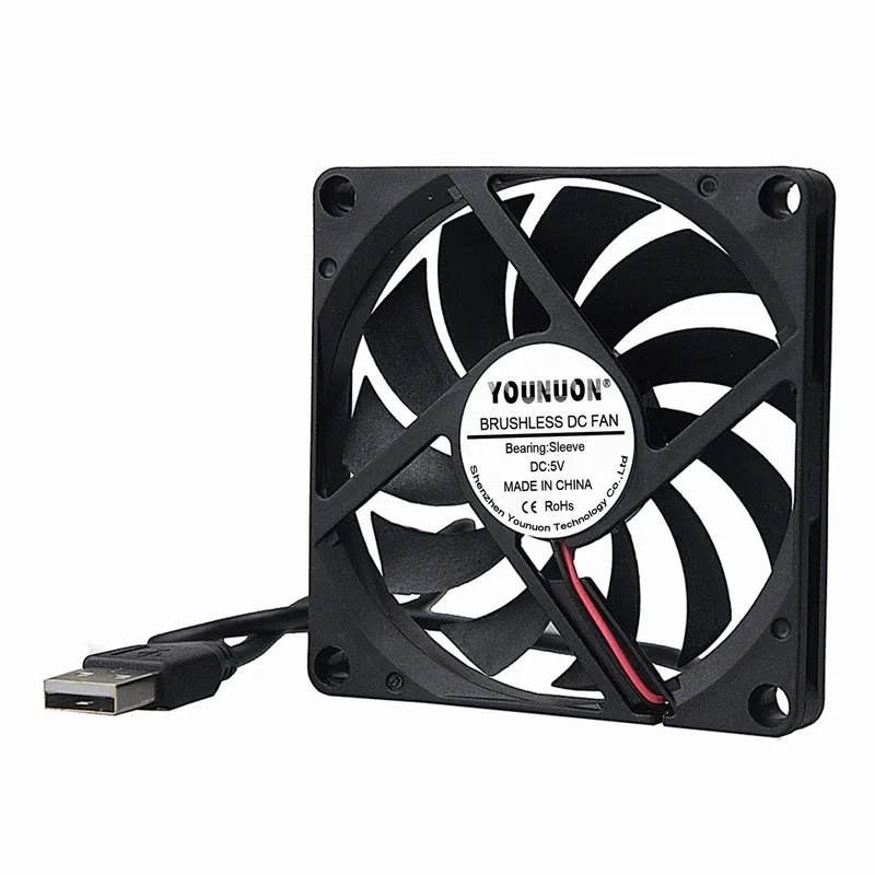 2PCS YOUNUON 80MM 5V USB 80x80x10mm 8cm 5V 12V 24V 8010 2PIN 3PIN Brushless DC Cooling Cooler PC CPU Computer Case Fan Cooler