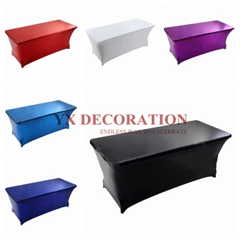 

Good Looking Metallic Bronzing Lycra Spandex Table Cover Wedding Table Cloth Overlay For Wedding Event Decoration