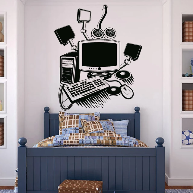 Computer Vinyl Wall Decal Decor Gamer Play Room Removable Kids Room Art  Mural Modern Teen Room Wall Stickers Decoration Y344 - Wall Stickers -  AliExpress