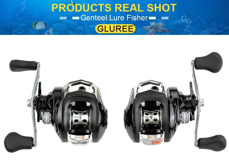 GLUREE Baitcasting Fishing Reel 17+1BB 7.11 220g Metal Line Cup Silver Black Left Right Hand Lure Fishing FreshSalt Water Reel (20)
