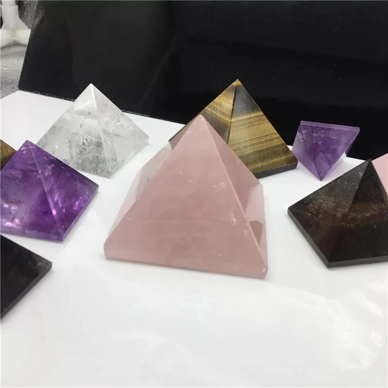 Natural Amethyst Crystal Pyramid Quartz Healing Stone Chakra Reiki Crystal Tiger eye point Home Decor Crafts