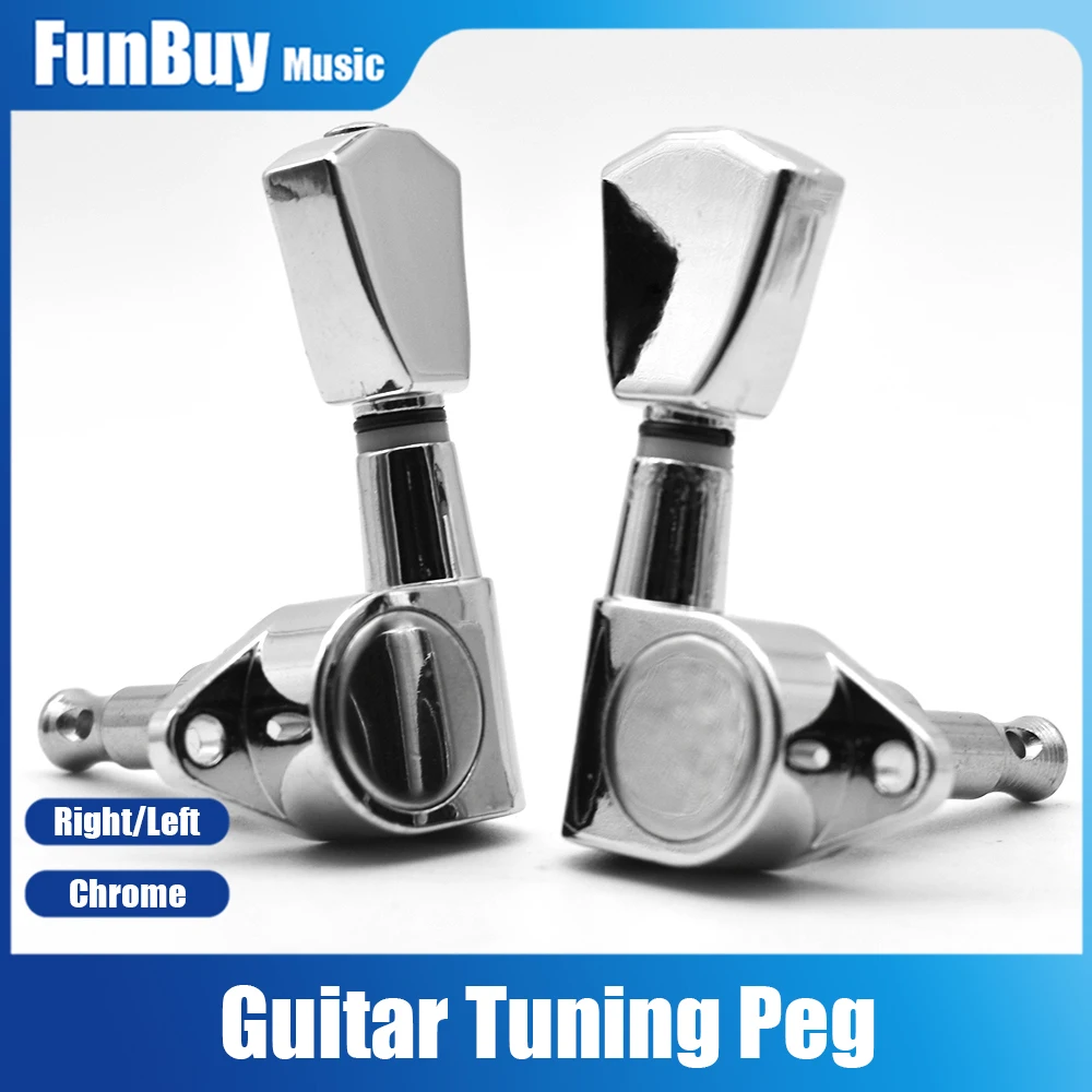 

6pcs Trapezoid Handle Metal Guitar Tuning Pegs Key Tuners Machine Heads for Acoustic Electric Guitar 15:1 Chrome