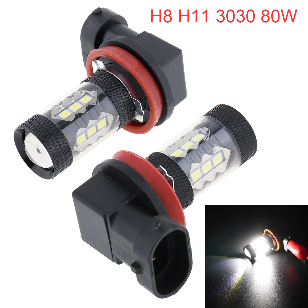 2 шт. H11 H8 80 Вт светодиодный Canbus 16SMD лампы белого цвета 6000K подходит для BMW 325 328 335i e90 туман светильник сменные светодиодные лампы