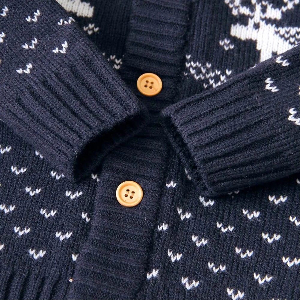 Focusnorm/Новые Модные осенние куртки для новорожденных мальчиков и девочек рождественское вязаное пальто с длинными рукавами, куртка, кардиган, Рождество
