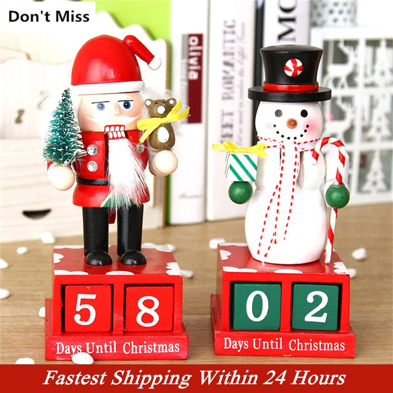 Wood Christmas Decoration Nutcracker Puppet Advent Calendar Xmas Gift
