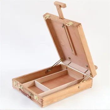 Big Wooden Portable Oil Painting Box Sketchpad Easel Sketch Drawing Board Painting Toolbox Painting Storage Box for Artist 1