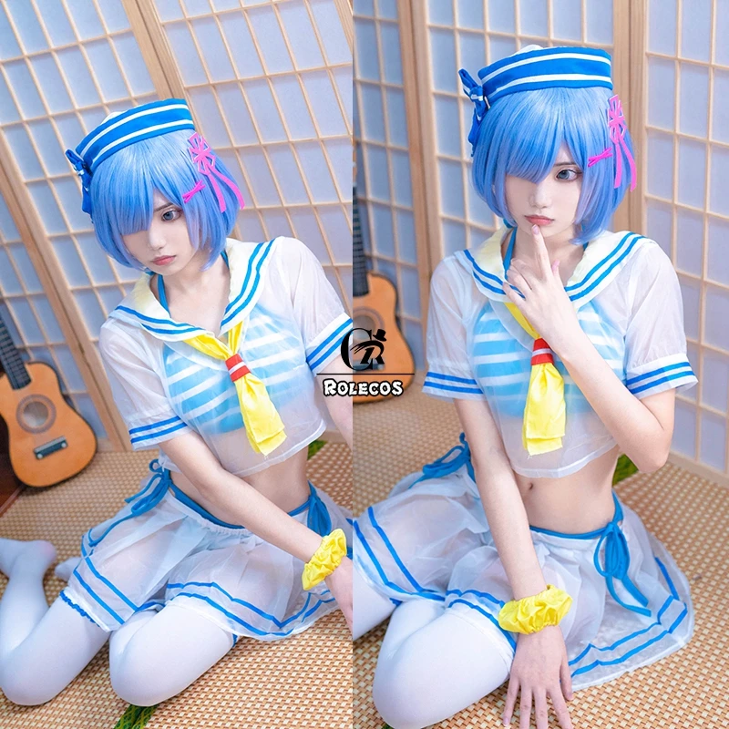ROLECOS аниме Rem Косплей Костюм Купальник Re:Zero пусковая жизнь в другом мире Re Zero