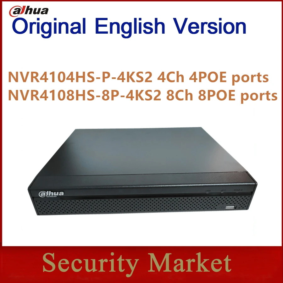 Оригинал dahua английская NVR4104HS-P-4KS2 NVR4108HS-8P-4KS2 4/8 канальный компактный 1U 4PoE/8PoE 4K и H.265