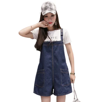 

Short denim overalls women jumpsuit Casual high waist casual fashion jeans playsuit washed blue dungarees 2019 summer clothing