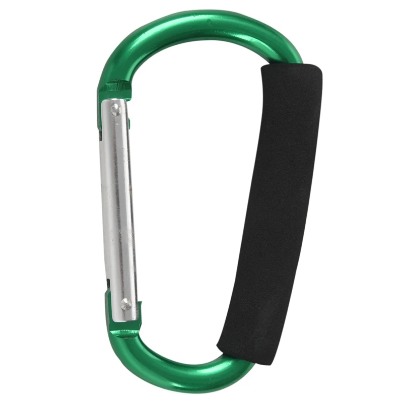 

14 cm Large D shape aluminum alloy carabiner soft handle Shopping hook camp hook outdoor key ring green