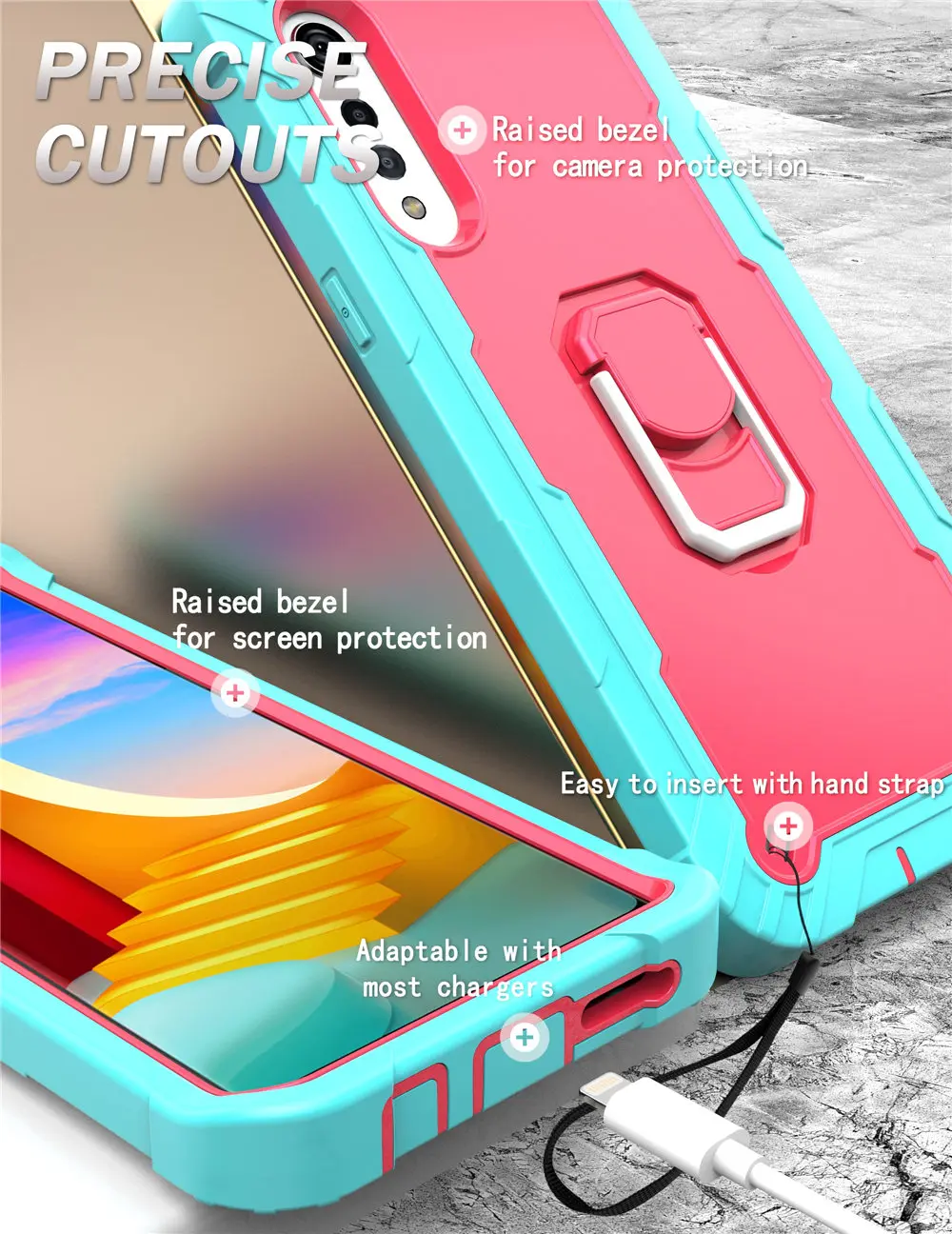 Armor Shockproof Case For LG Velvet 5G 360 Full Body Heavy Duty Protection Ring Holder Stand Case phone case phone protector cover