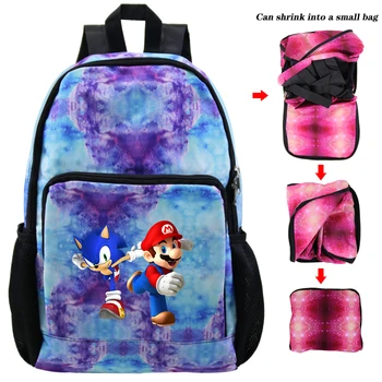 

New Sonic Mario Backpack Teens Boys Girls Back to School Gift Bag Fashion Casual Foldable Feminina High Quality Knapsack
