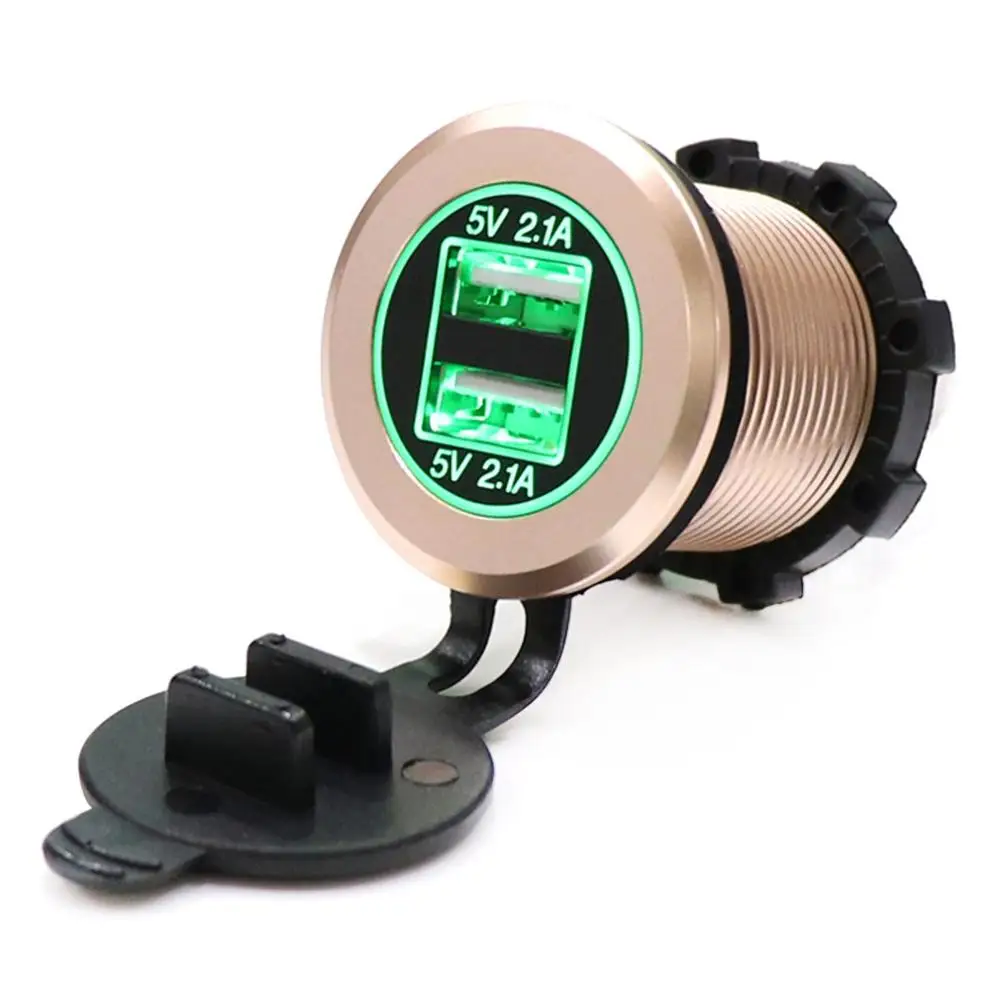gold DC 12 V-24 V 4.2A Dual USB светодиодный Авто Зарядное устройство для мото Авто Грузовик ATV Лодка адаптер розетка Мощность Зарядное устройство s - Цвет: gold