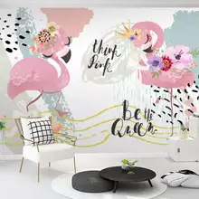 Пользовательские Настенные обои 3D скандинавские современные минималистичные Фламинго Геометрические линии граффити фреска фон настенная декоративная живопись