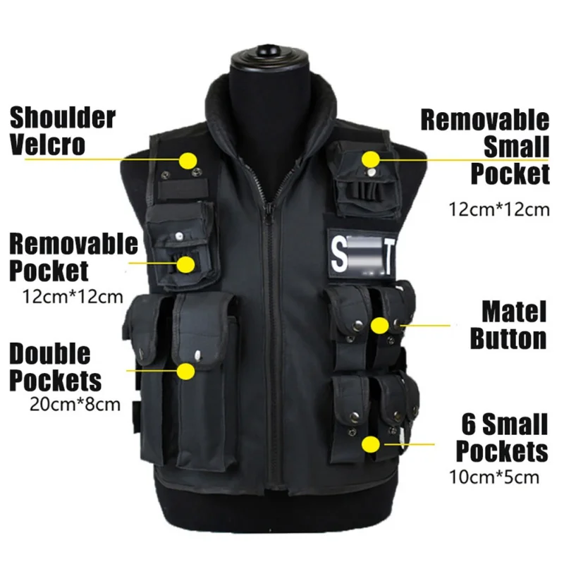 Men Hunting Vest Outdoor Waistcaot Military Training CS Vest Swat Protective Modular Safety Vest
