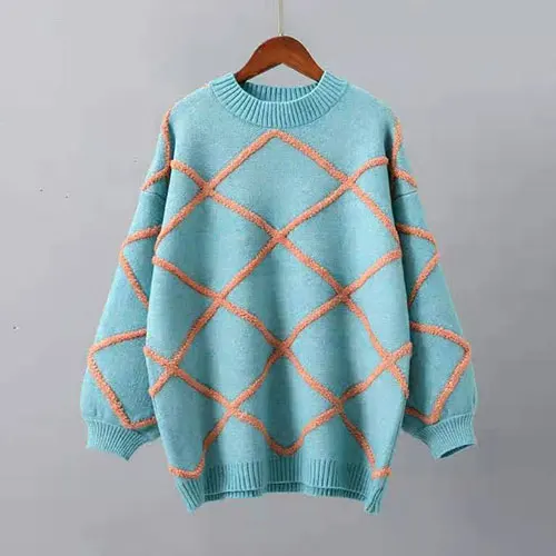 SURMIITRO Argyle вязаный женский свитер для осени и зимы корейский женский свободный джемпер с длинным рукавом женский трикотажный пуловер - Цвет: Зеленый