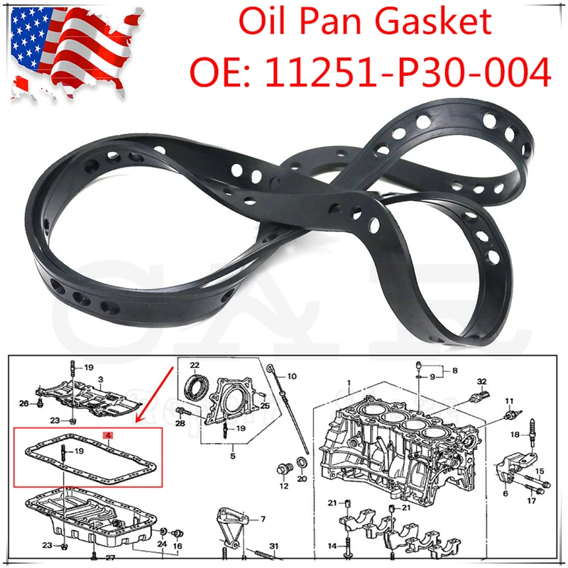 11251p30004 New Oil Pan Gasket For Honda Civic Crv For Acura Integra