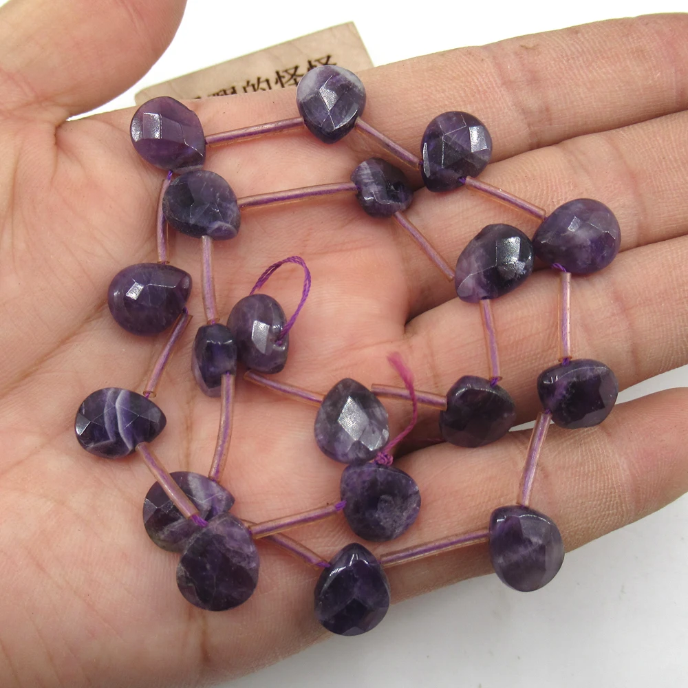 Natural Faceted Top-Drilled Purple Amethyst Water drop Loose Beads 15