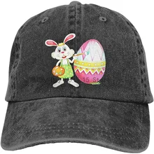 

Easter Bunny Retro Adjustable Cowboy Denim Hat Unisex Hip Hop Black Baseball Caps