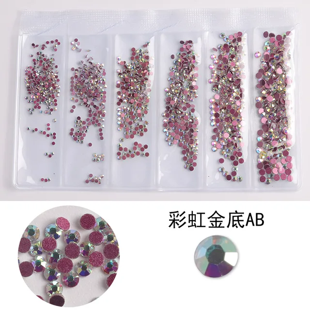 Clear Crystals AB Gold Sliver Mix Sizes Glass 3D Nail Art Rhinestones Beads  Manicures For Nails