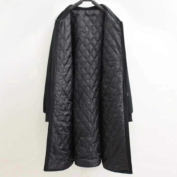 Осенне-зимняя Женская бейсбольная форма с круглым вырезом, стеганое пальто, свободная Черная куртка средней длины с хлопковой подкладкой