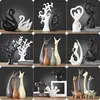 Nordic Gray Cute Deer Rabbit Elephant Ceramic Adornments Cabinet Store Bar Figurines Decoration Home Livingroom Sculpture Crafts 1