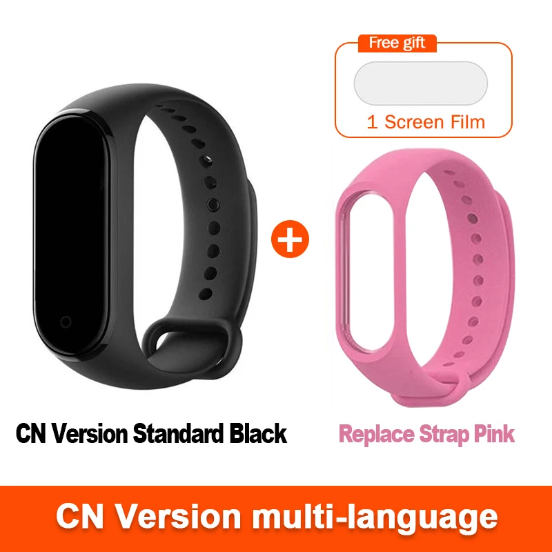 CN Add Pink Strap Глобальная версия опционально Xiaomi Mi Band 4 умный Браслет Пульс фитнес 135 мАч цветной экран Bluetooth 5,0 водонепроницаемый - Цвет: CN Add Pink Strap