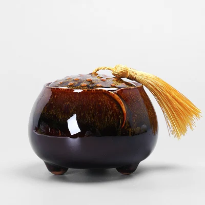 Герметичный керамический контейнер для чая Longjing Pu'er, упаковочная коробка, керамические банки для чая, кухонный фарфор, potes de cozinha armazenamento - Цвет: yaobianzunguihuang