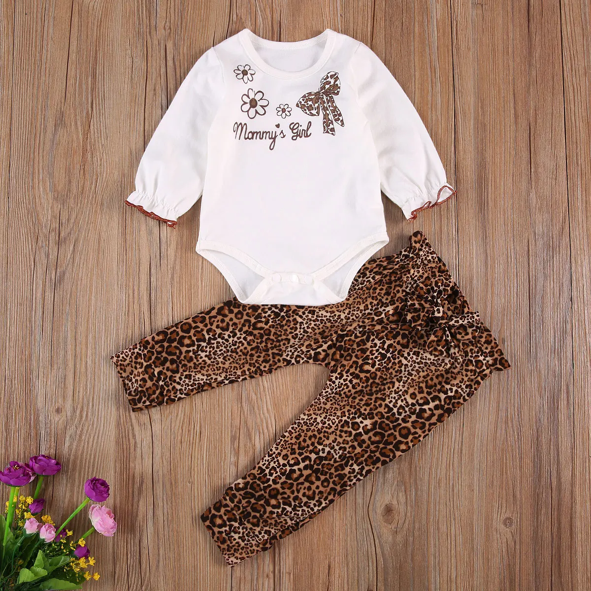 

Pudcoco Newborn Baby Girl Clothes Flower Print Long Sleeve Romper Tops Leopard Print Ruffle Jogger Trousers 2Pcs Outfits Set