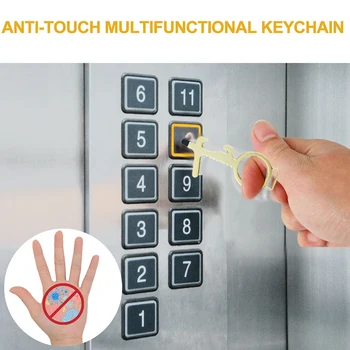 

Portable Press Elevator Tool Safe Hygiene Hand Antimicrobial Alloy Door Opener Door Handle Key Metal Door Opener Dropshipping