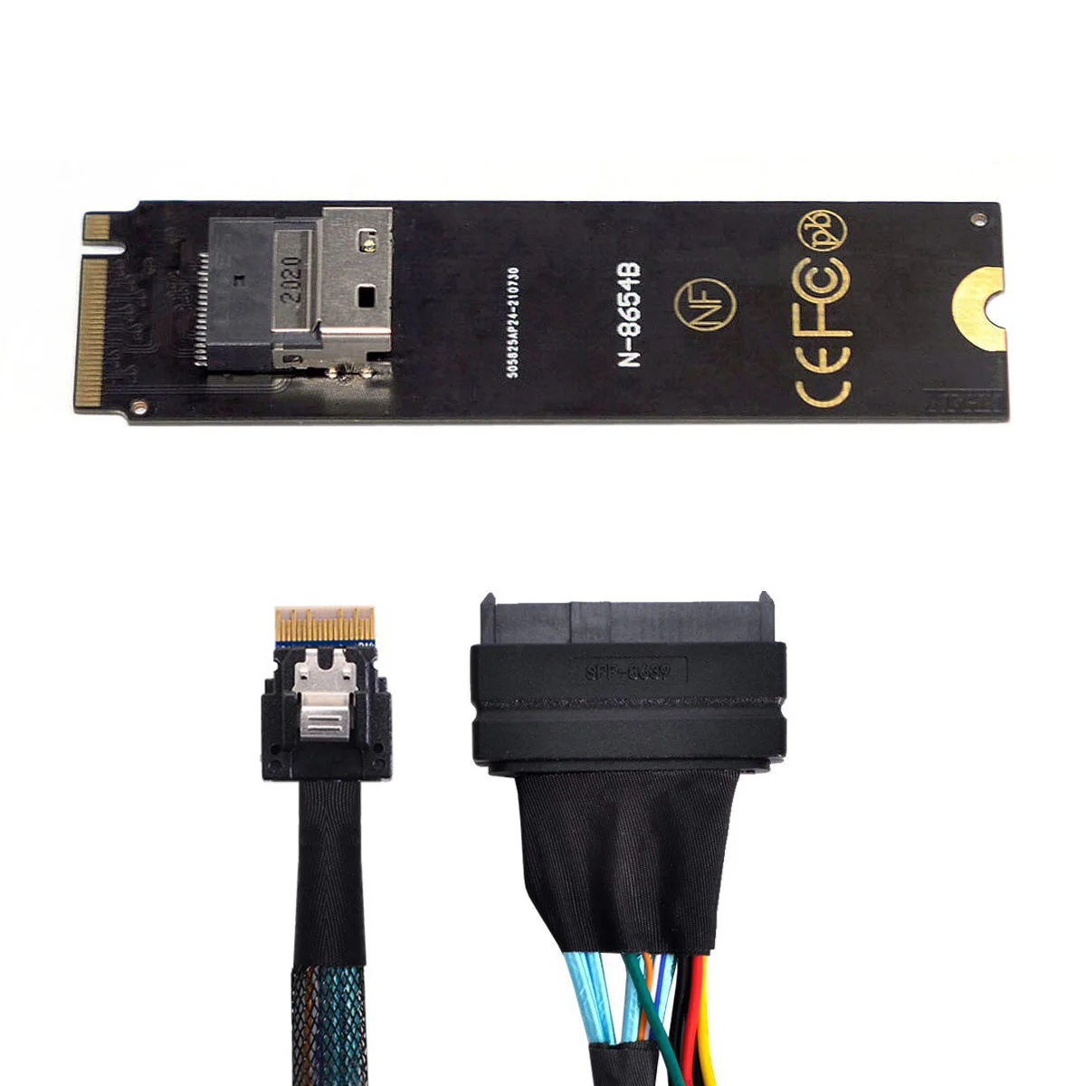 

NGFF M-Key NVME to SFF-8654 Slimline SAS Card Adapter and U.2 U2 SFF-8639 NVME PCIe SSD Cable for Mainboard SSD