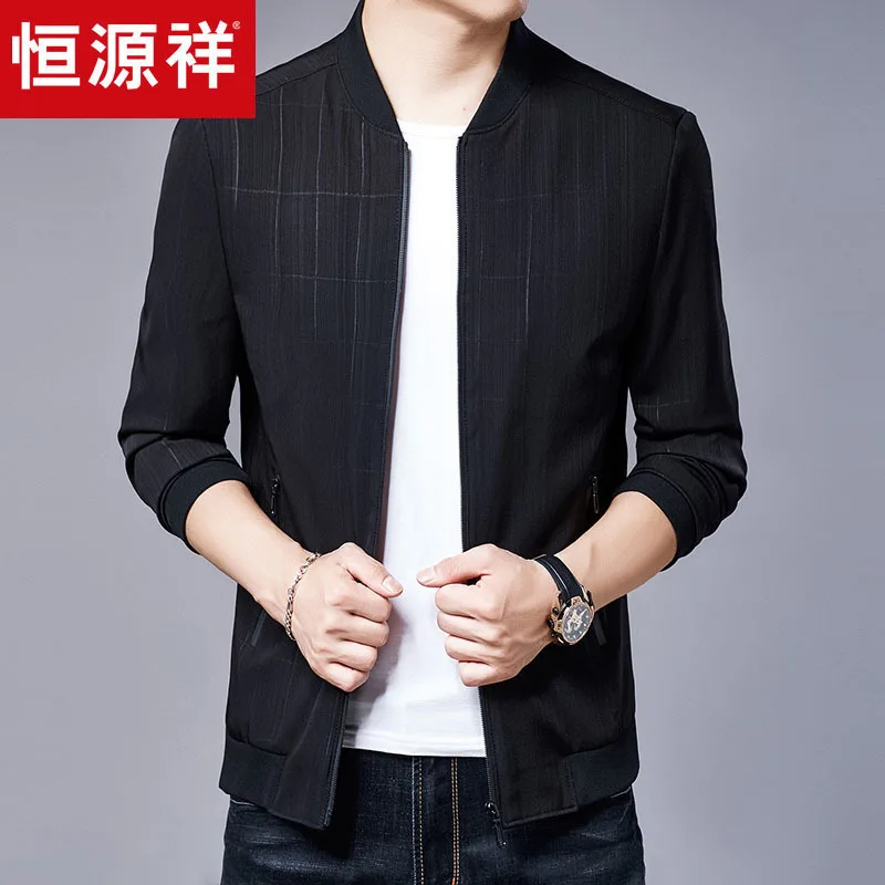 

HYX Genuine Product New Style Baseball Collar Jacket Men's Middle-aged Autumn Clothing Coat Casual Thin Loose-Fit Trend