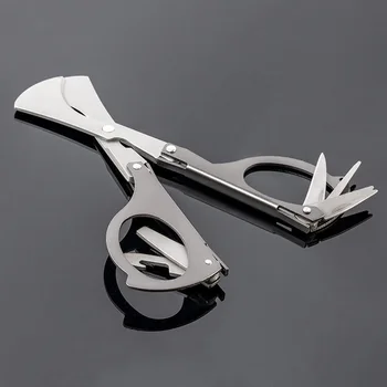 

6-in-1 Multifunctional Foldable Cigar Cutter Scissors Cigar Needle Portable Stainless Steel With Leahter Pouch Outdoor