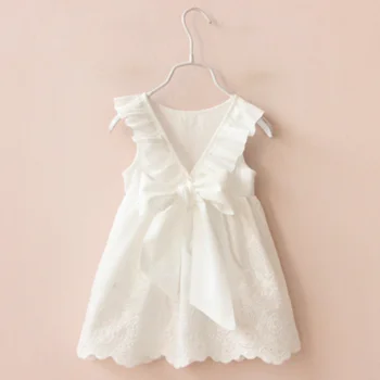

Baby Girl Dress Summer Sweet White Bow Lace Cotton Toddler Girl Party Princess Dress Kids Dresses For Girl 1-6Years Clothes