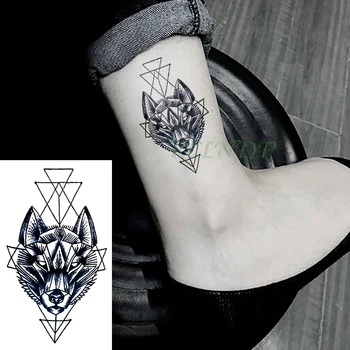 

Waterproof Temporary Tattoo Stickers Wolf Dog head fake Tatto Geometric animal Flash Tatoo Hand Back Foot for Girl Women Men
