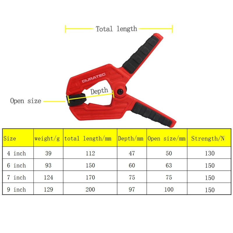 Heavy Duty Woodworking Spring Clamp Wood and Nylon Tools Plastic Spring D2G8 
