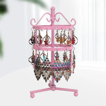 

3 Tiers Home Hanger Earring Holder Freestanding Retail Store Jewelry Display Rack Bracelet Necklace Tabletop 72 Holes Fashion