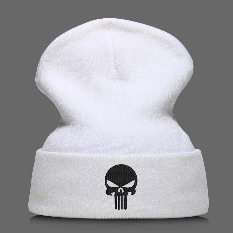 Шапка Skullie, шапка, смутная зима, вышивка, крутой панк, для мужчин, женщин, мальчиков, девочек, подростков, уличный танец, череп, Скелтон, черный, белый, розовый