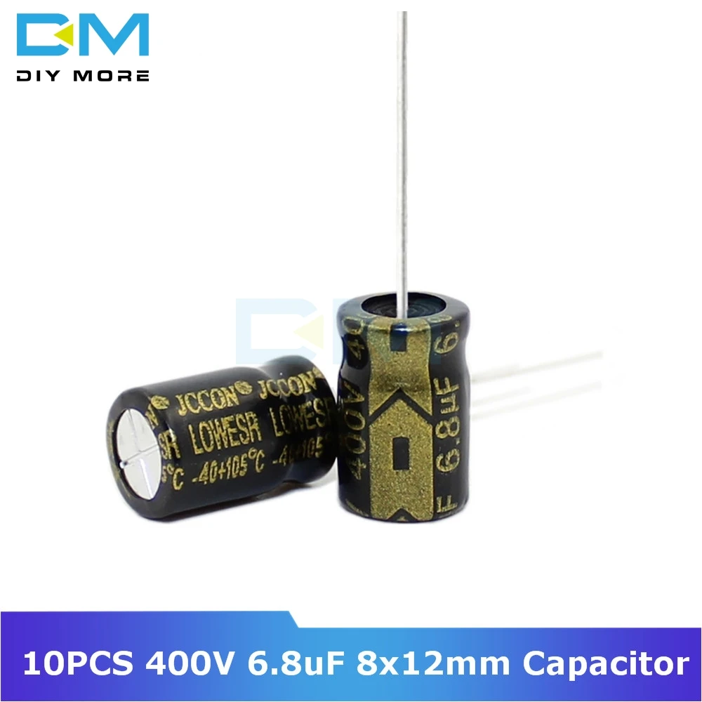 

10PCS 400V 6.8uF 8x12mm Aluminum Electrolytic Capacitor High Frequency Low impedance Through Hole Capacitor 8X12 8*12mm